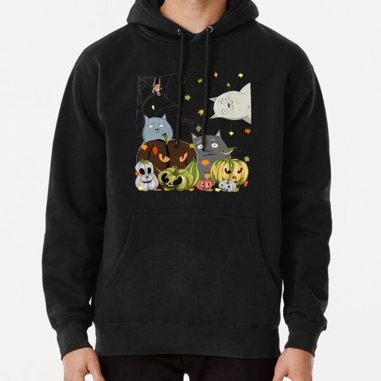 Discover Cat Lover Jack-O-Lantern Evil Pumpkin Monster Fall Halloween Hoodies