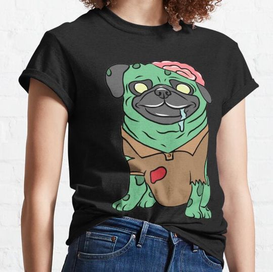 Discover Zombie Pug T-Shirts Funny Dog Halloween