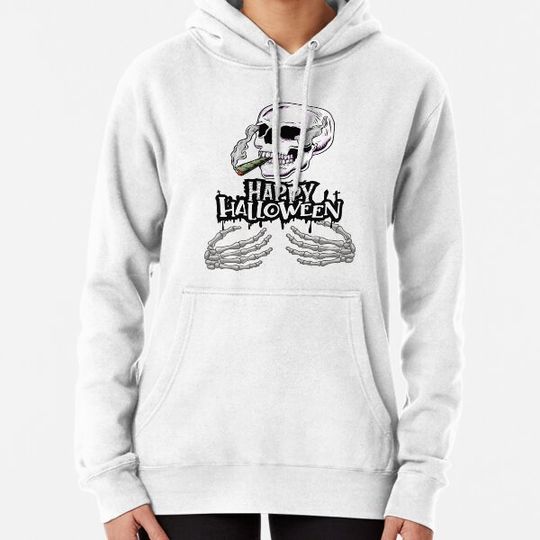 Discover Happy Halloween Human Skull & Skeleton Hands Design Hoodies
