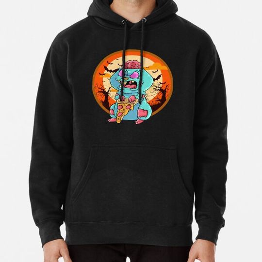 Discover Cute Spooky Halloween Zombie Hamster with Pizza Hoodies