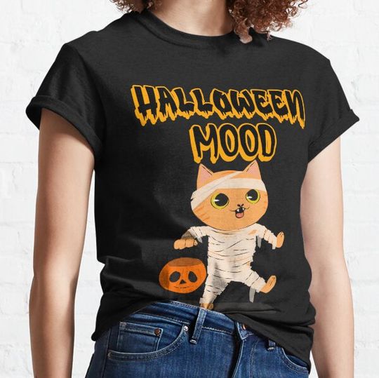 Discover Halloween Mood - Cute Cat With Spooky Pumpkin T-shirts