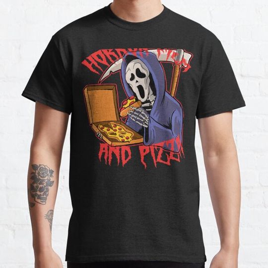Discover Horror Movie and Pizza ( Creepy Halloween Vibe ) T-shirts
