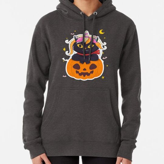 Discover Unicorn Pumpkin Black Unicorn Cat Hoodies