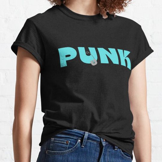 Discover Turquoise Punk Typography T-shirts