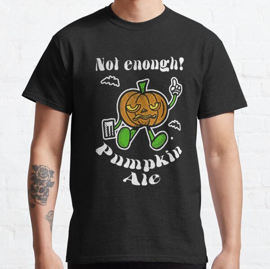 Discover Not enough pumpkin ale drunk jack o lantern with bats cartoon style T-shirts