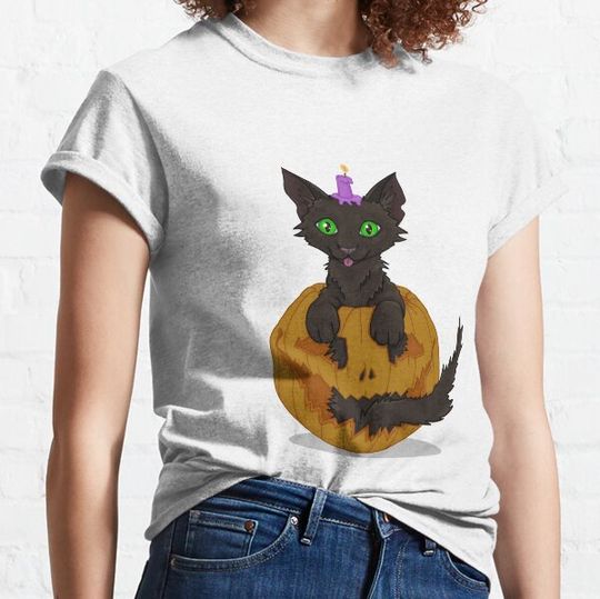 Discover Halloween Kitten with Jack o Lantern T-shirts