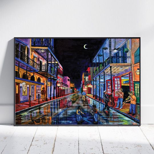 Discover Music on Bourbon St. Premium Matte Vertical Poster
