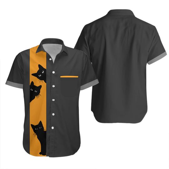 Discover Mens Halloween Elements Cat Graphic Print Short Sleeve Shirt