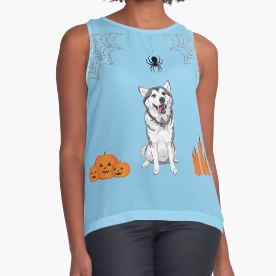 Discover Husky Dog with Halloween Theme T-shirts