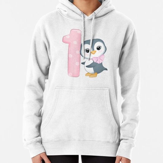 Discover Cute Baby Penguin First Birthday Hoodie for Girls