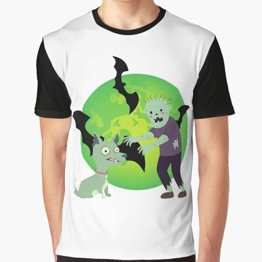 Discover Green Full Moon Zombie Dog Halloween T-shirt