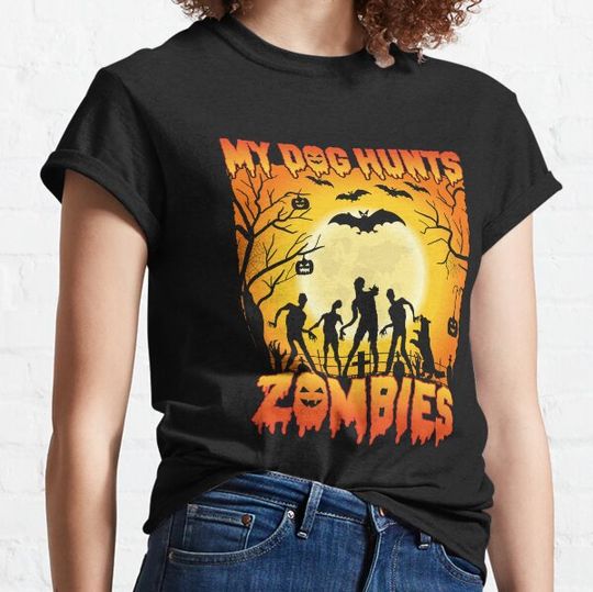 Discover my dog hunts zombies T-shirts