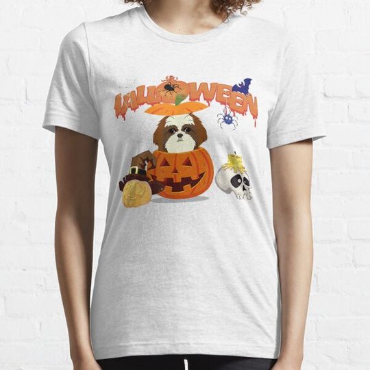 Discover Shih Tzu Dog Pumpkin Witch Zombie Halloween Costume T-Shirt T-shirts