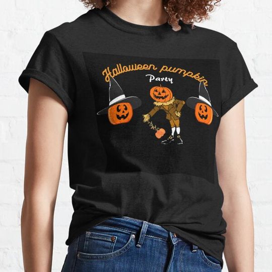 Discover Funny Halloween Scary Evil Pumpkin T-shirt