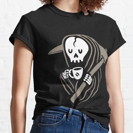 Discover Grim reaper having a coffee cup T-shirts