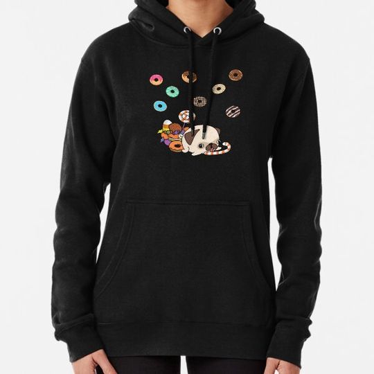 Discover Cute halloween pug with donats Hoodies