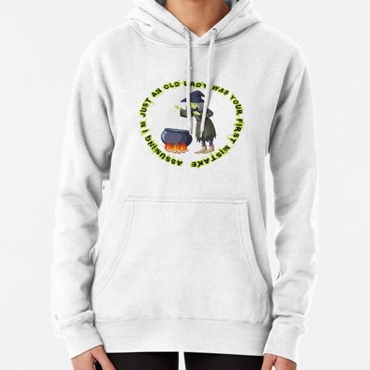 Discover Funny Witch Shirt, Assuming I'm Just An Old Lady Was Your First Mistake T-Shirt, Halloween T Shirt, Witch Broom Shirts, Halloween Gift Hoodies