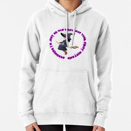 Discover Funny Witch Shirt, Assuming I'm Just An Old Lady Was Your First Mistake T-Shirt, Halloween T Shirt, Witch Broom Shirts, Halloween Gift Hoodies