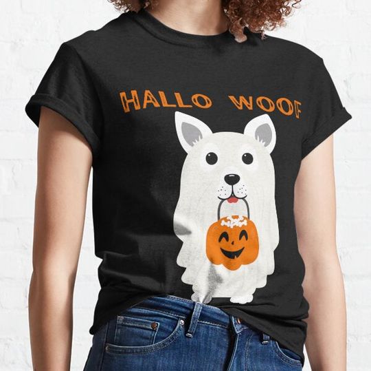 Discover Funny Cute Halloween - Hallo Woof Ghost Dog Fall Holiday T-shirts