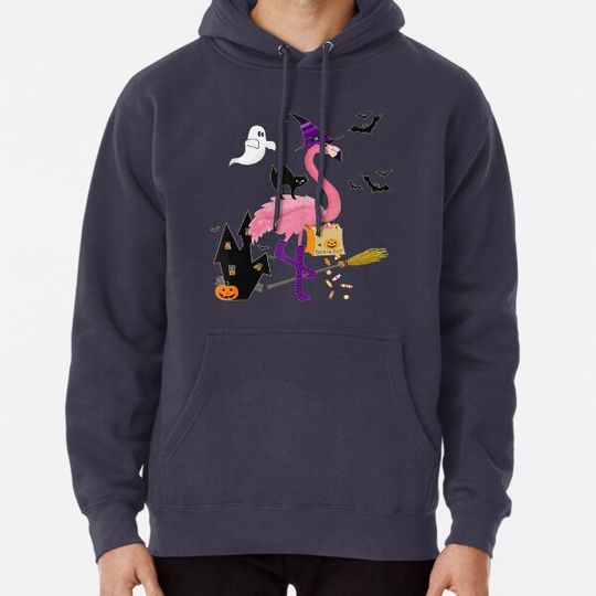 Discover Cute And Fun Halloween Trick Or Treat Witch Flamingo Hoodies