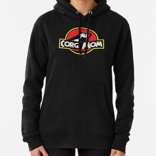 Discover (For Dark Background) Jurassic Pembroke Welsh Corgi Mom Hoodies