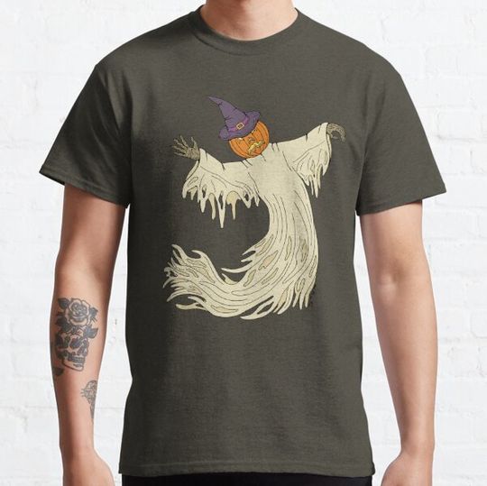 Discover Pumpkin Headed Ghost Halloween Art T-shirts