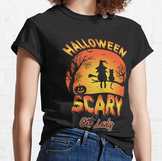 Discover halloween scary cat lady T-shirts