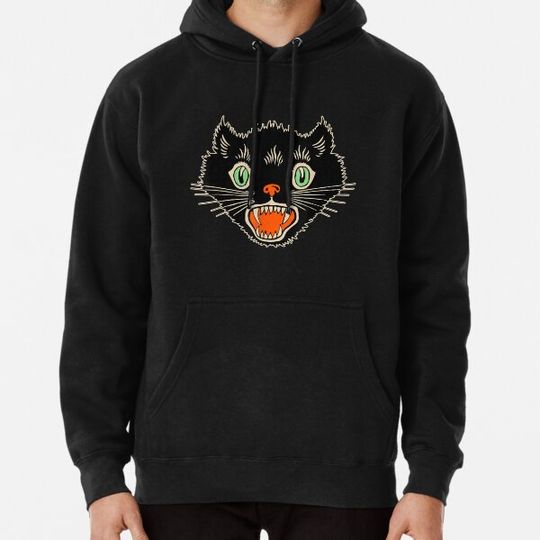 Discover Vintage Halloween Scary Black Cat Horror Gift Hoodies