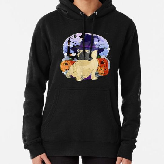 Discover Pug Dog Halloween Witch Pumpkin Funny Gift For Pug Dog Lover Halloween Spooky Pumpkin Hoodies