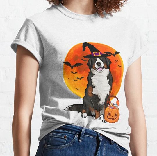 Discover Dog Halloween Bernese Mountain Dog Jack O Lantern Pumpkin T-shirts