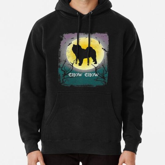 Discover Chow Chow Dog Halloween Vintage Design Full Moon Hoodies