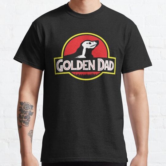 Discover (For Dark Background) Jurassic Golden Retriever Dad T-shirts