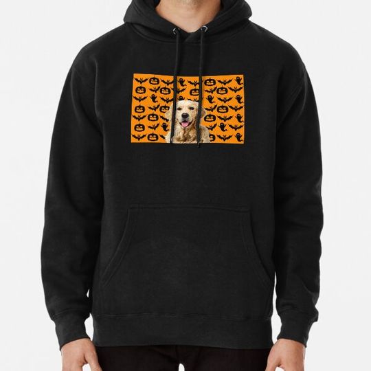 Discover golden retriever dog halloween face halloween dog meme Hoodies