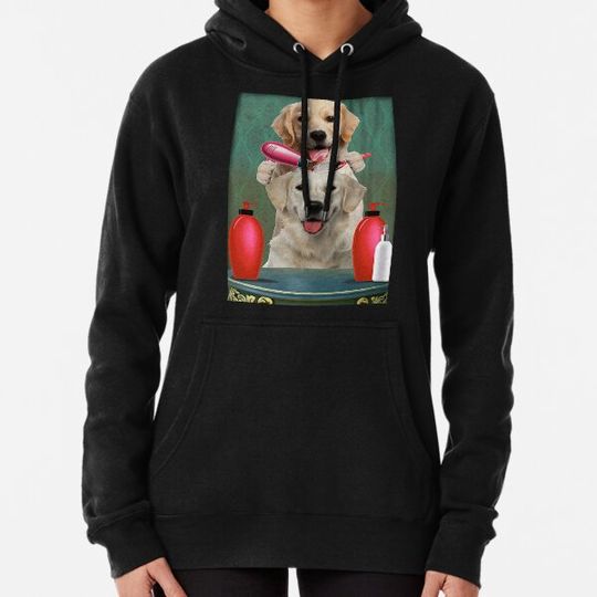 Discover Cute Funny Golden Retriever dog hair-drying dog couple Hoodies
