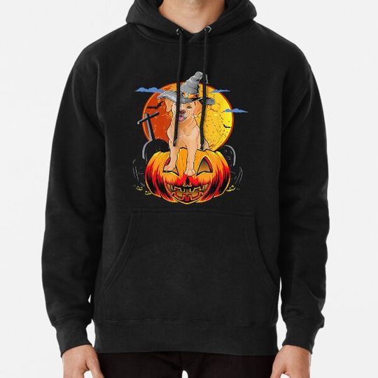 Discover Golden Retriever Halloween With Pumpkin Hat Witch Funny Dog Lover Hoodies