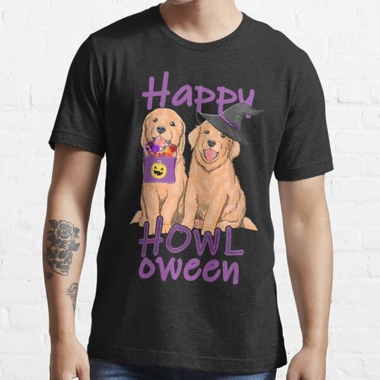 Discover Fall Golden Retriever Lovers Halloween Happy Howl-O-Ween T-shirts