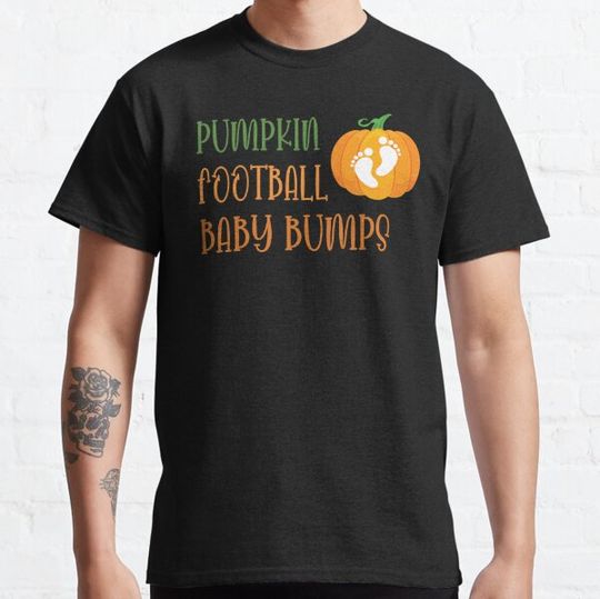 Discover Pumpkin Football Baby Bumps / Football Pregnancy Announcement / Cute Halloween Pumpkin Gift New For Mom T-shirts