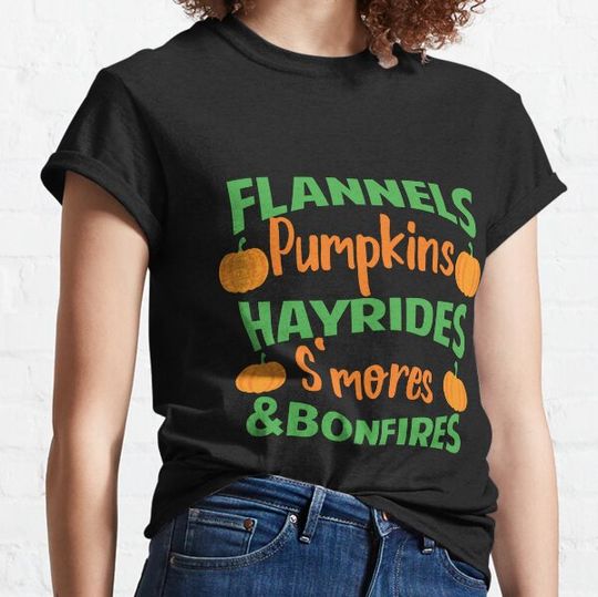Discover Flannels Pumpkins Hayrides S’mores & Bonfires Gift for thanksgiving day T-shirts