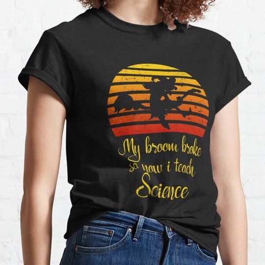 Discover Halloween Science Teacher Witch On A Broom T-shirts