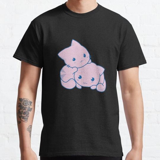 Discover Pink besties cute cats kawaii  black background T-shirts