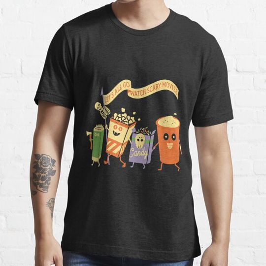 Discover Let's All Go Watch Scary Movies Funny Halloween Movie Squad T-shirts