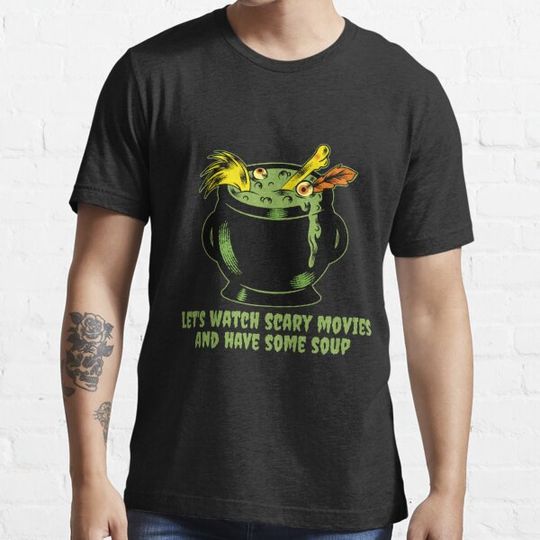 Discover Funny halloween design of a witches cauldron with the text let's watch scary movies and have some soup. T-shirts