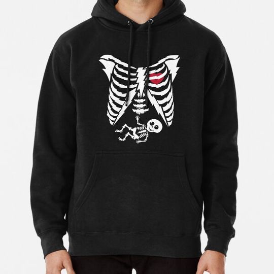 Discover Skeleton Pregnancy Shirt Halloween Pregnancy Announcement Hoodies