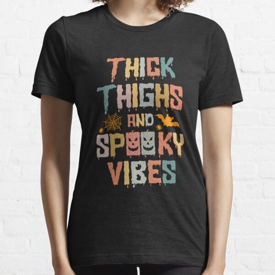 Discover Thick Thighs And Spooky Vibes Funny Halloween T-Shirt T-shirts