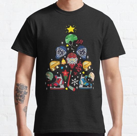 Discover Ice Hockey Christmas Tree Funny Gift T-shirts