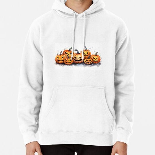 Discover Vibrant Halloween Pumpkins: Painted Spooky Ensemble Hoodies