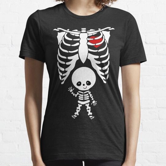 Discover Halloween Maternity, Baby Skeleton Ribs Pregnant Simple Halloween Costume Idea Design T-shirts