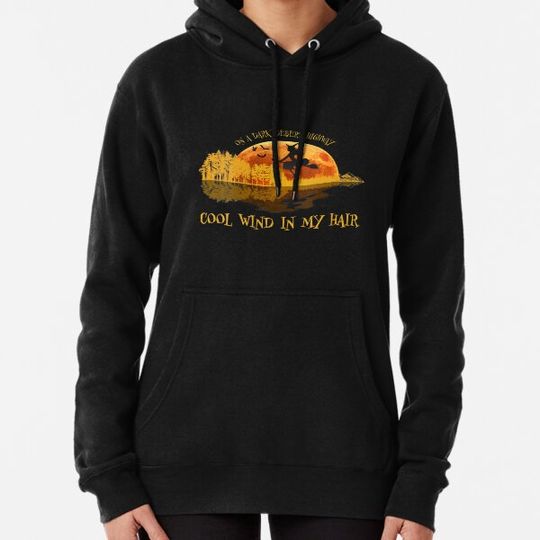 Discover Womens Flying Witch Riding Her Broom On A Desert Highways Halloween V-Neck Hoodies
