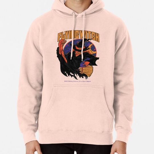 Discover happy halloween witch riding brooms on a dark desert highway Hoodies