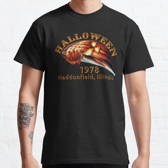 Discover Halloween 1978 Holiday Spooky, Gift Myers Pumpkin Haddonfield Illinois. T-shirts
